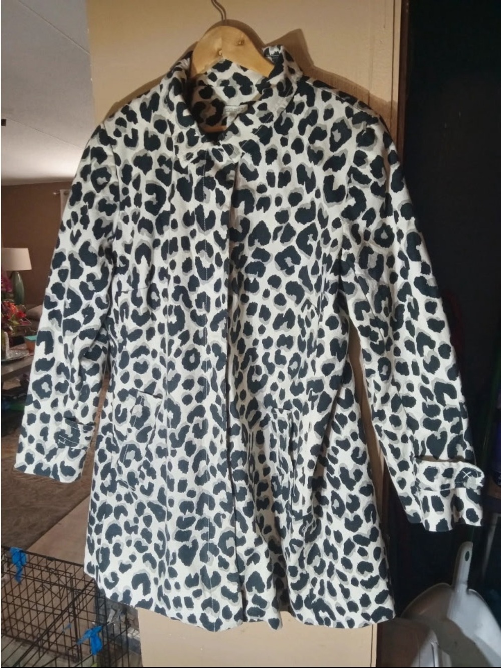 Madison Black and White Leopard Print Pea Coat